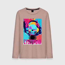 Мужской лонгслив Cool skull - cyberpunk - pop art