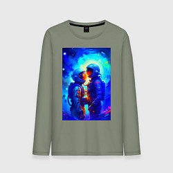Лонгслив хлопковый мужской Космическая любовь - нейросеть, цвет: авокадо