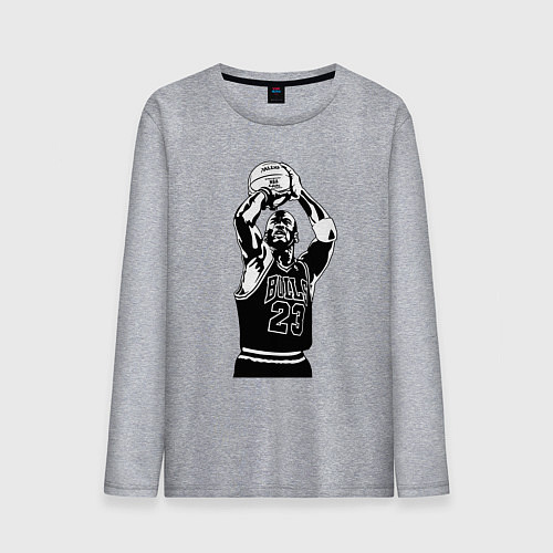 Мужской лонгслив Майкл Джордан бросает мяч / Меланж – фото 1