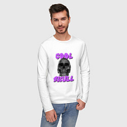 Лонгслив хлопковый мужской Cool Skull, цвет: белый — фото 2