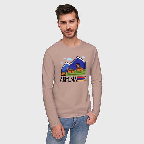 Мужской лонгслив Горная Армения / Пыльно-розовый – фото 3