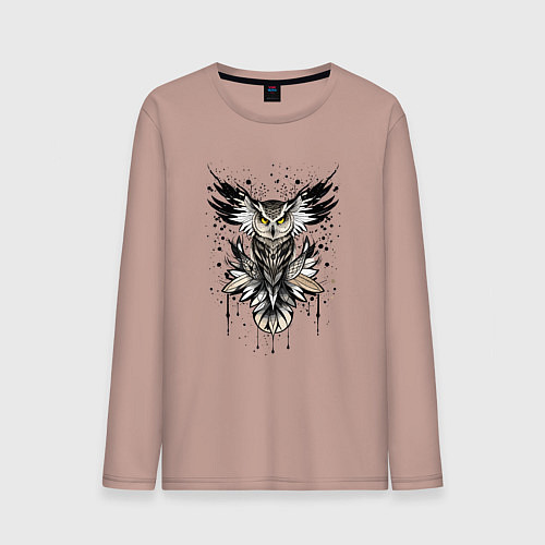 Мужской лонгслив Сова викинга / Пыльно-розовый – фото 1
