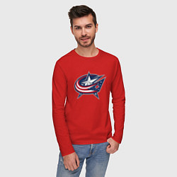 Лонгслив хлопковый мужской Columbus blue jackets - hockey team - emblem, цвет: красный — фото 2