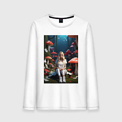 Лонгслив хлопковый мужской Alice in Wonderland, цвет: белый