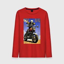 Лонгслив хлопковый мужской Crazy racer - skeleton - motorcycle, цвет: красный
