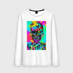 Лонгслив хлопковый мужской Cool skull - pop art - vogue, цвет: белый