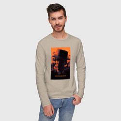 Лонгслив хлопковый мужской Взгляд Оппенгеймера, цвет: миндальный — фото 2