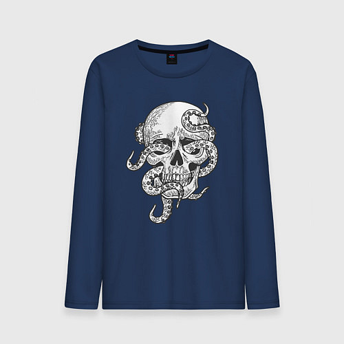 Мужской лонгслив Skull octopus / Тёмно-синий – фото 1