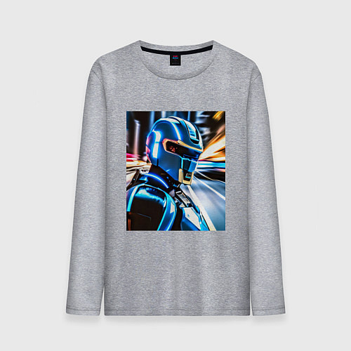 Мужской лонгслив Робокоп на страже / Меланж – фото 1