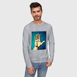 Лонгслив хлопковый мужской Приветствие рукой, цвет: меланж — фото 2