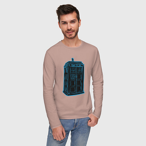 Мужской лонгслив Black tardis / Пыльно-розовый – фото 3