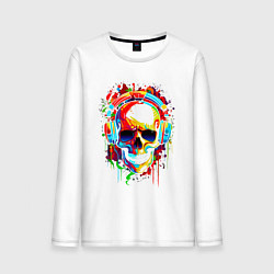 Мужской лонгслив Красочный череп в очках