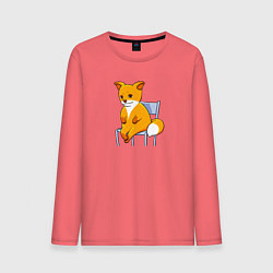 Лонгслив хлопковый мужской Лиса из мема, цвет: коралловый