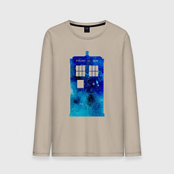 Лонгслив хлопковый мужской Space tardis, цвет: миндальный