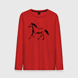Лонгслив хлопковый мужской Лошадь сбоку, цвет: красный