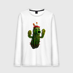 Лонгслив хлопковый мужской PvZ cactus, цвет: белый
