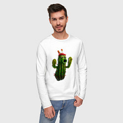 Лонгслив хлопковый мужской PvZ cactus, цвет: белый — фото 2