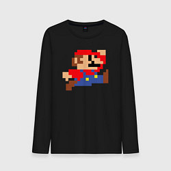 Лонгслив хлопковый мужской Пиксельный Марио, цвет: черный