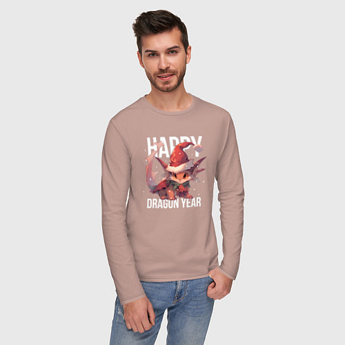 Мужской лонгслив Happy Dragon year / Пыльно-розовый – фото 3