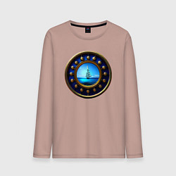 Лонгслив хлопковый мужской Колесо сансары, цвет: пыльно-розовый