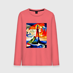 Лонгслив хлопковый мужской Направляющий маяк, цвет: коралловый