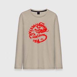 Лонгслив хлопковый мужской Manchester dragon, цвет: миндальный