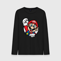 Лонгслив хлопковый мужской Марио значок классический, цвет: черный