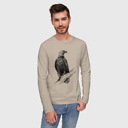 Лонгслив хлопковый мужской Орёл на ветке, цвет: миндальный — фото 2