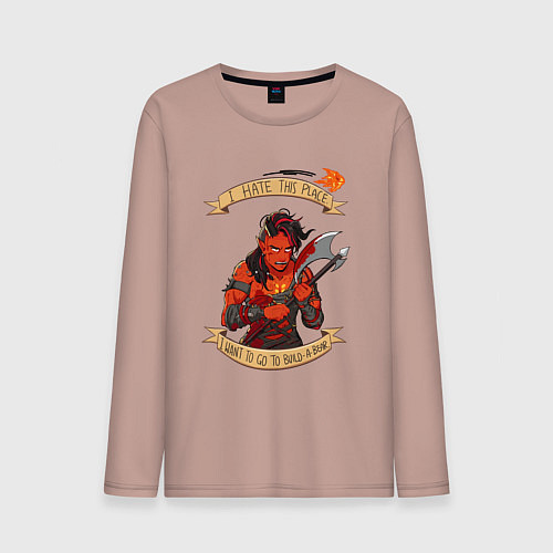 Мужской лонгслив Карлах злится - Baldurs Gate 3 / Пыльно-розовый – фото 1