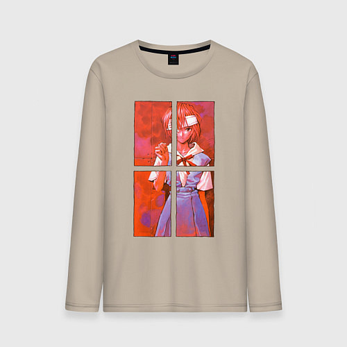 Мужской лонгслив Аянами разбитые зеркала / Миндальный – фото 1