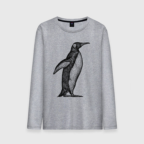 Мужской лонгслив Пингвин сбоку / Меланж – фото 1
