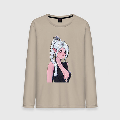 Мужской лонгслив Шэдоухарт - серебрянные волосы / Миндальный – фото 1