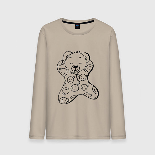Мужской лонгслив Спящий мишка в пижаме - раскраска / Миндальный – фото 1
