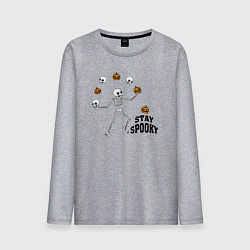 Лонгслив хлопковый мужской Stay spooky, цвет: меланж