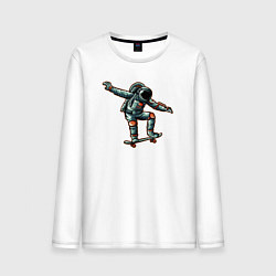 Лонгслив хлопковый мужской Космонавт скейтер, цвет: белый