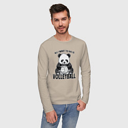 Лонгслив хлопковый мужской Panda volleyball, цвет: миндальный — фото 2
