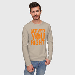 Лонгслив хлопковый мужской Served you right, цвет: миндальный — фото 2