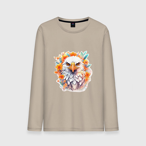 Мужской лонгслив Орел в цветах / Миндальный – фото 1