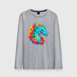 Мужской лонгслив Дракон в цветах
