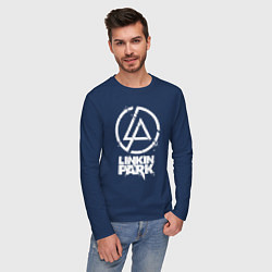 Лонгслив хлопковый мужской Linkin Park - white, цвет: тёмно-синий — фото 2