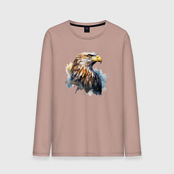Лонгслив хлопковый мужской Акварельный орел в брызгах краски, цвет: пыльно-розовый