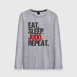 Лонгслив хлопковый мужской Eat sleep judo repeat, цвет: меланж