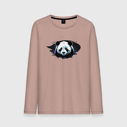 Лонгслив хлопковый мужской Грустная панда портрет, цвет: пыльно-розовый