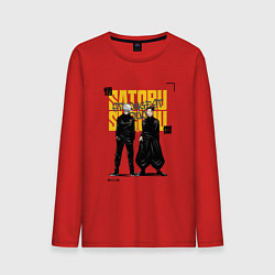 Лонгслив хлопковый мужской Гето и Годжо - Магическая битва, цвет: красный