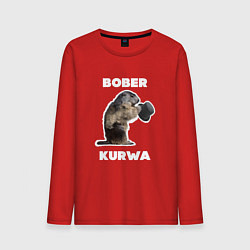Лонгслив хлопковый мужской Bobr kurwa with hat, цвет: красный