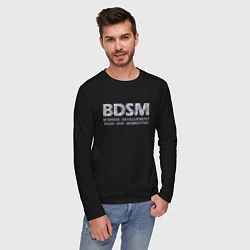 Лонгслив хлопковый мужской BDSM - business development sales and marketing, цвет: черный — фото 2