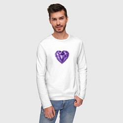 Лонгслив хлопковый мужской Фиолетовое алмазное сердце, цвет: белый — фото 2