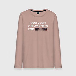 Лонгслив хлопковый мужской I only get on my knees - Tian guan ci fu, цвет: пыльно-розовый
