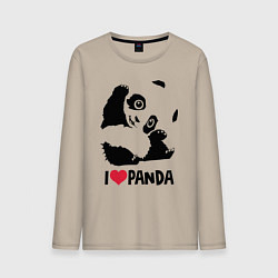 Лонгслив хлопковый мужской I love panda, цвет: миндальный