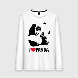 Лонгслив хлопковый мужской I love panda, цвет: белый